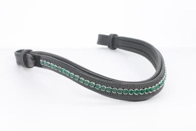 Mackey Sparkle Browband -Emerald-Black leather-Pony