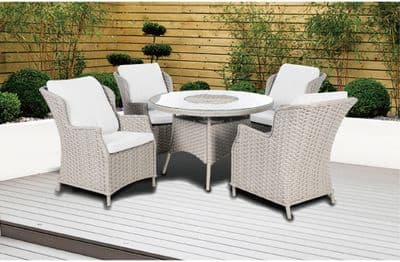 Pagoda Chambery Beige Deluxe Dining Set With Ice Bowl - 4 Seat