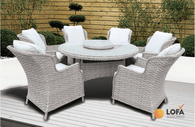 Pagoda Chambery Beige Deluxe Set With Lazy Susan - 6 Seat