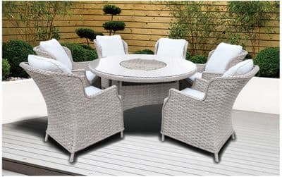 Pagoda Chambery Beige Dining Set With Ice Bowl - 6 Seat