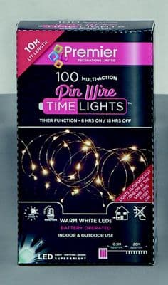 Premier 100 LED Multi Action Battery Operated Microbrights - Warm White/Green