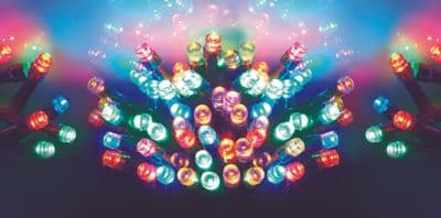 Premier 100 LED Multi Action Battery Operated TIMELIGHTS™ - Multi/Green Cable