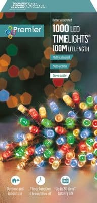 Premier 1000 LED Multi Action Battery Operated TIMELIGHTS™ - Multi/Green