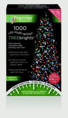 Premier 1000 LED Multi Action Treebrights With Timer - Multi/Green Cable
