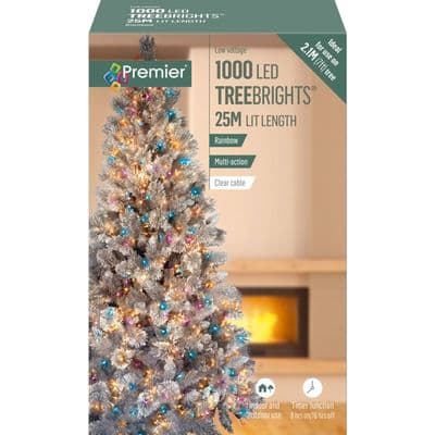Premier 1000 LED Multi Action Treebrights With Timer - Rainbow/Clear Cable