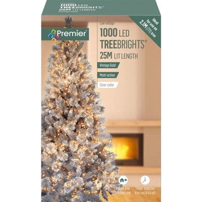 Premier 1000 LED Multi Action Treebrights With Timer - Vintage Gold/Clear Cable