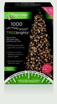 Premier 1000 LED Multi Action Treebrights With Timer - Warm White/Green Cable