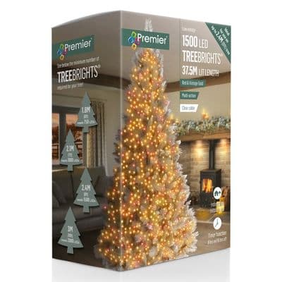 Premier 1500 LED Multi Action Treebrights With Timer - Red & Vintage Gold/Clear Cable