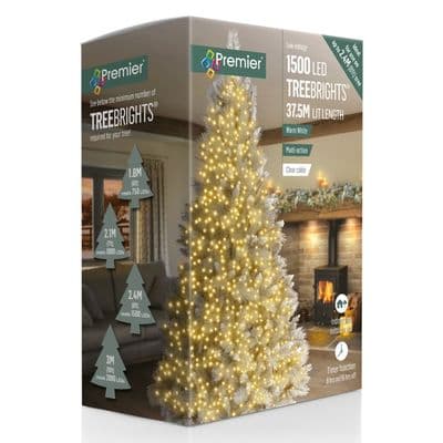 Premier 1500 LED Multi Action Treebrights With Timer - Warm White/Clear Cable