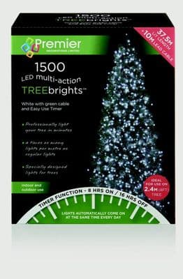 Premier 1500 LED Multi Action Treebrights With Timer - White/Green