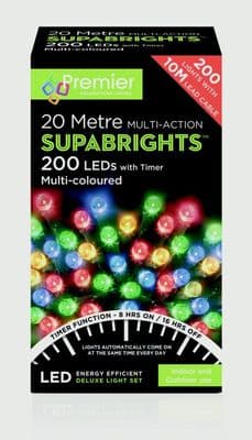 Premier 200 LED Multi Action Supabrights With Timer - Multi/Green