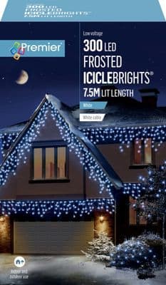 Premier 300 LED Multi Action Frosted Cap Icicles - White