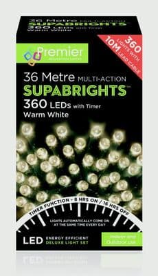 Premier 360 LED Multi Action Supabrights With Timer - Warm White/Green Cable