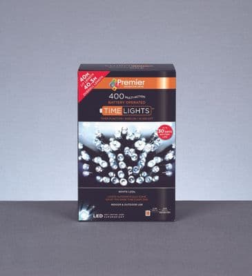 Premier 400 LED Multi Action Battery Operated TIMELIGHTS™ - White/Green