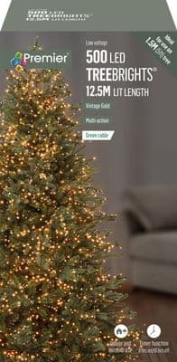 Premier 500 LED Multi Action Treebrights With Timer - Vintage Gold/Green Cable