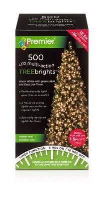 Premier 500 LED Multi Action Treebrights With Timer - Warm White/Green Cable