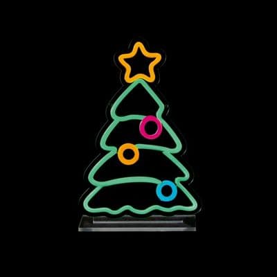 Premier Xmas Tree Table Top Lit Neon Sign - 25cm