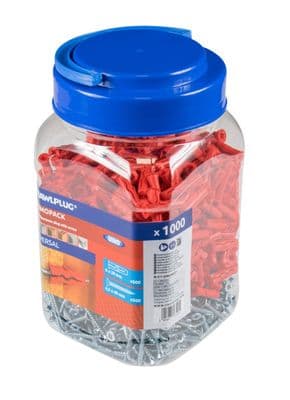 Rawlplug Uno Multi Purpose Red Plug - 500plugs + 500screws