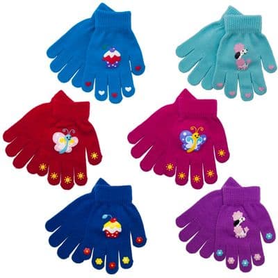 RJM Girls Thermal Magic Gloves - Rubber Print