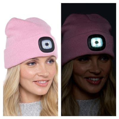 RJM Ladies LED Beanie - Baby Pink