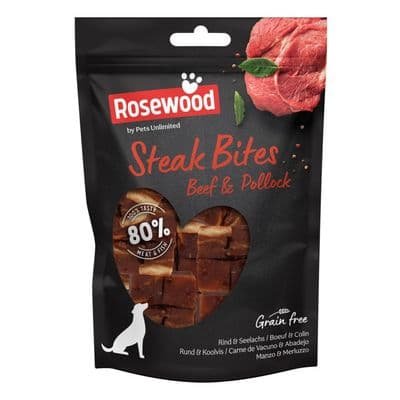 ROSEWOOD Steak Bites Beef Dog Treats - 100g