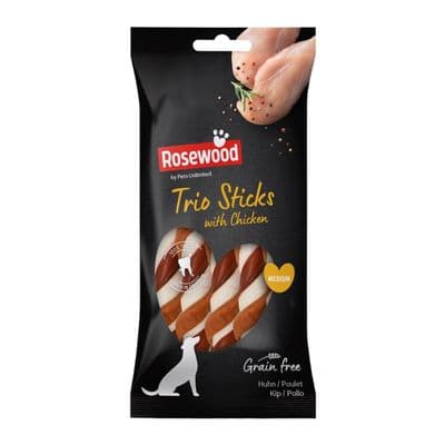 ROSEWOOD Trio Stick With Chicken Dog Treats - Medium