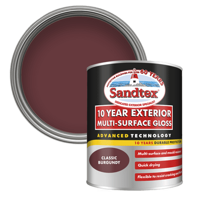 Sandtex 10 Year Exterior Multi Surface Gloss 750ml - Classic Burgundy