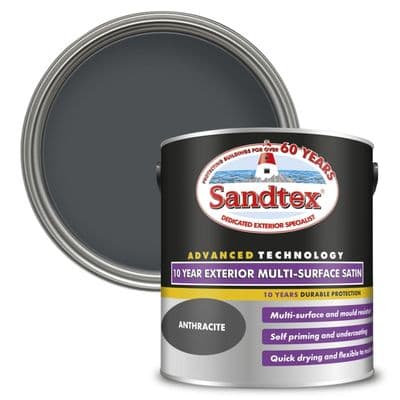 Sandtex 10 Year Exterior Multi Surface Satin 2.5L - Anthracite