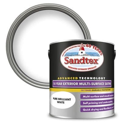 Sandtex 10 Year Exterior Multi Surface Satin 2.5L - Brilliant White