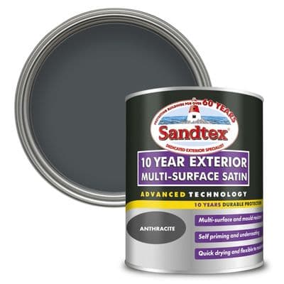 Sandtex 10 Year Exterior Multi Surface Satin 750ml - Anthracite
