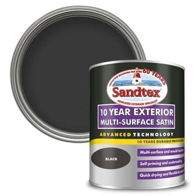 Sandtex 10 Year Exterior Multi Surface Satin 750ml - Black