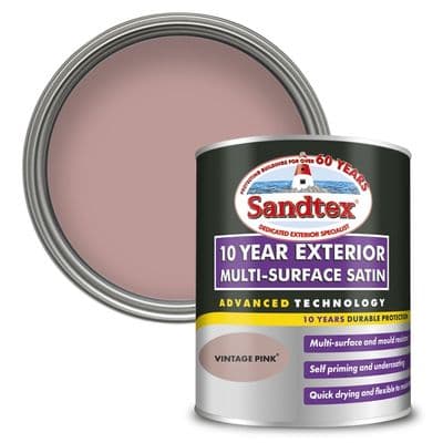 Sandtex 10 Year Exterior Multi Surface Satin 750ml - Vintage Pink
