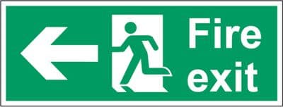 Securit Fire Exit Arrow Left - 400mmx150mm