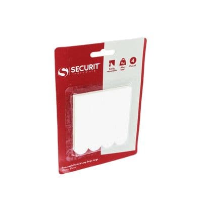 Securit Removable Hook & Loop Strips - Pack 4 Large