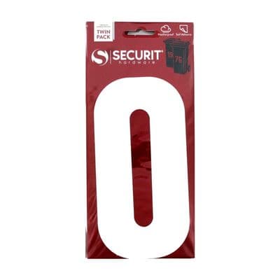 Securit White Self Adhesive Wheelie Bin Numbers Pack 2 - No 0 170mm