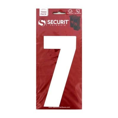 Securit White Self Adhesive Wheelie Bin Numbers Pack 2 - No 7 170mm
