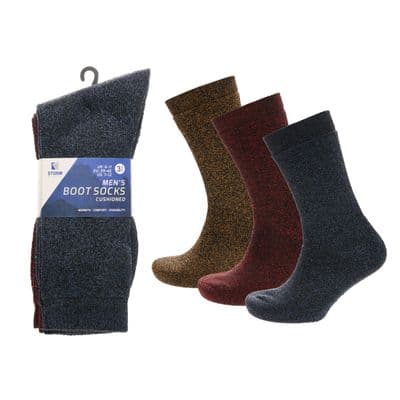 Storm Ridge Mens Coloured Boot Socks - Pack 3