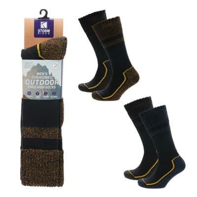 Storm Ridge Mens Cushioned Long Outdoor Sock - Pack 2