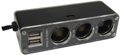 Streetwize 12V Triple Socket With Twin USB