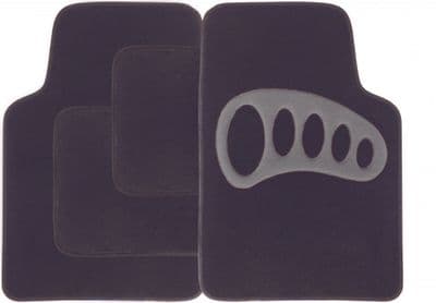 Streetwize Carpet Mat Set - 4 Piece - Black with Grey Heel Pad