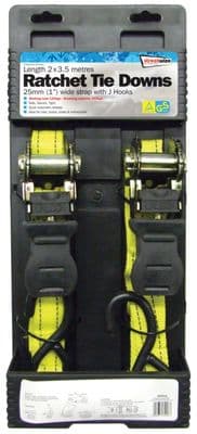 Streetwize Ratchet Tie Downs - 2 x 25mm x 3.5m