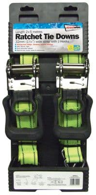 Streetwize Ratchet Tie Downs - 2 x 32mm x 5m