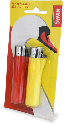 Swan Refillable Lighters - Blister Pack of 2