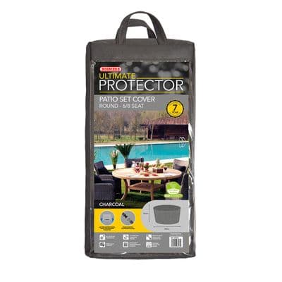 Ultimate Circular Dining Set Cover Charcoal 6 Seat W2.5m