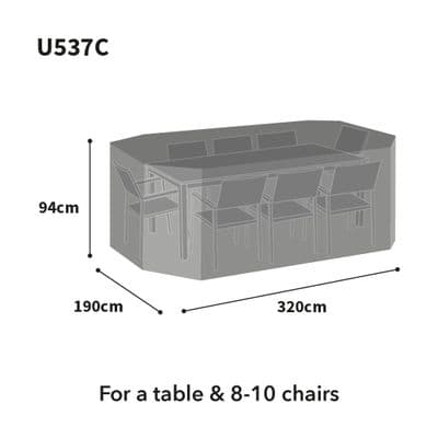 Ultimate Rectangular Dining Set Cover Charcoal 8-10 Seat
