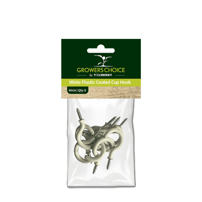 White Plastic Coated Cup Hook 40mm 8pk