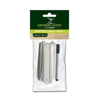 White Plastic Labels with Marker 125mm 50pk