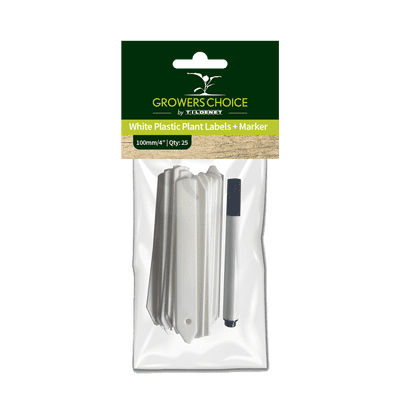 White Plastic Plant Labels with Marker 100mm 25pk