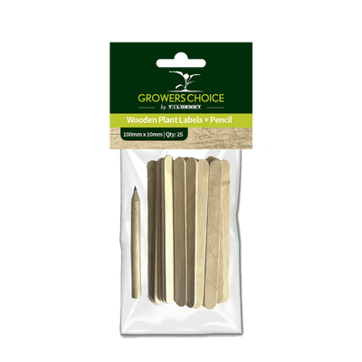 Wooden Plant Labels 100mm x 10mm with Pencil 25pk