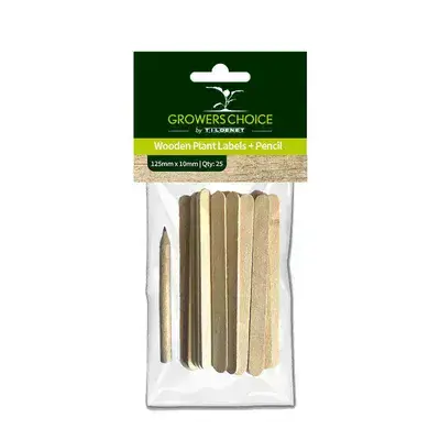 Wooden Plant Labels 125mm x 10mm with Pencil 25pk